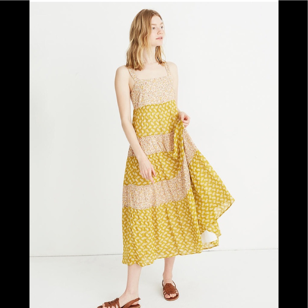 Print-Mix Tiered Midi Dress in Jaipur Floral